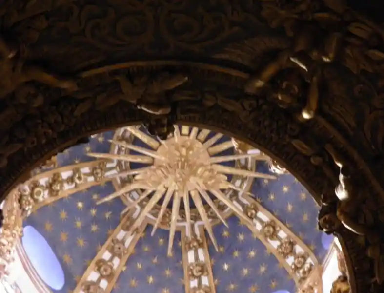 Sun symbol with dove on the ceiling of a Christian church, Siena Cathedral